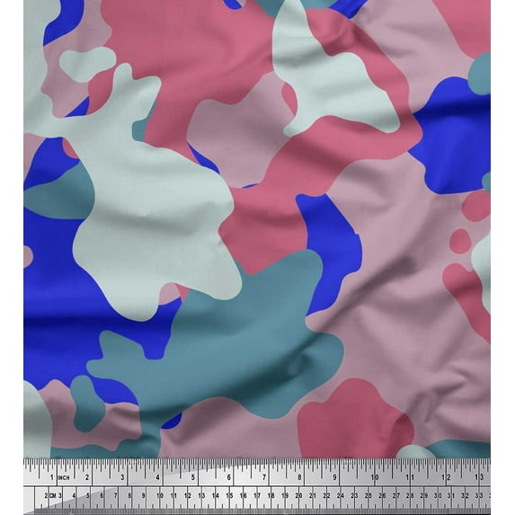 Soimoi Crepe Silk Fabric Multicolor Camouflage Print Sewing Fabric Yard 42 Inch Wide