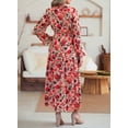 thumbnail image 5 of SHEWIN Womens Dresses Boho Floral Print Casual Deep V Neck Long Sleeve Evening Wedding Maxi Dress S-XL, 5 of 9