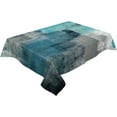 thumbnail image 4 of Tablecloths for Rectangle Tables Turquoise and Grey Abstract Art Painting Teal Waterproof Polyester Table Cloth for Kitchen Dinning Table Washable Table Cover for Parties/Wedding/Picnic 60x84in, 4 of 6