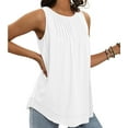 thumbnail image 4 of Besolor Womens Summer Tank Tops Round Neck Sleeveless Basic Shirts Pleated Casual Loose Going out Blouse Tees, 4 of 6