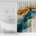 thumbnail image 4 of Extra Long Shower Curtain 72x84 Inch, Teal Brown Shower Curtain Waterproof Bathroom Decor Retro Modern Abstract Art Fabric Bath Curtain Set Accessories with Hooks, 4 of 6
