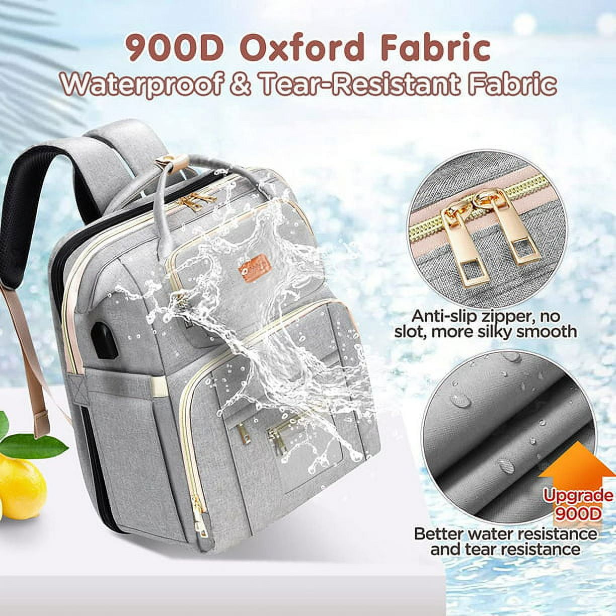 Water resistant top diaper bag