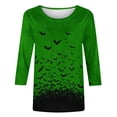 thumbnail image 4 of Fewfanhot Blouses for Women Dressy Casual Halloween Fashion Printed Round Neck Three Quarter Sleeve T-shirt Loose Top, 4 of 4