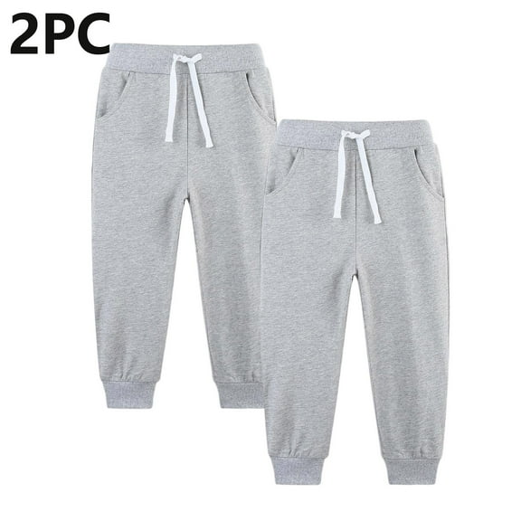 Cethrio Boys Sweatpants 2 Piece, Drawstring Casual Elastic Bottom Thermal Athletic Joggers Gray Size 10-12