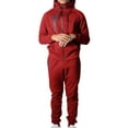 thumbnail image 1 of LUXUR Ensemble de Survêtement pour Hommes Sweat à Capuche + Pantalon Ensemble de Jogging à Fermeture Éclair Coupe Régulière Deux Pièces Rouge 2TG, 1 of 3