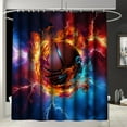 thumbnail image 2 of 4PCS Boys Shower Curtain Set - Basketball Shower Curtain - Sports Shower Curtain Sets with Bath Rugs Toilet Lid Cover and 12 Hooks Basketball Bathroom Decor, Blue, 70" x 70", 2 of 6