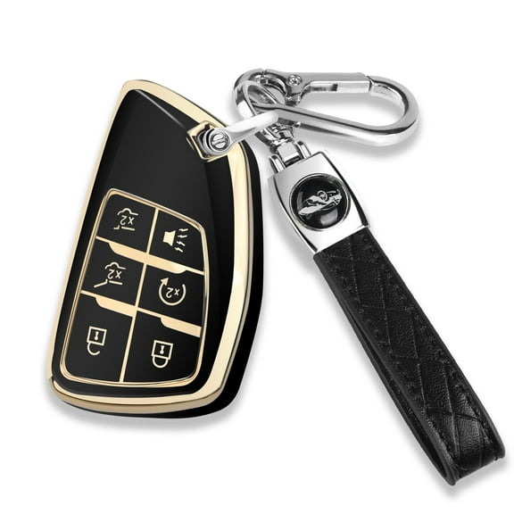 for Chevy Key Fob Cover with Keychain Soft TPU Protection Case Compatible with 2021-2026 Chevy Tahoe Suburban GMC Yukon Denali Silverado 6-Buttons