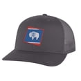 thumbnail image 5 of Wyoming Classic Trucker Hat – Embroidered State Flag, Mesh Snapback Cap (Black), 5 of 9