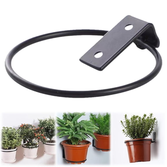 BinKFF 4/5/6/8 Inch Flower Pot Holder Ring Wall Mounted, Metal Planter Hanger, Flower Pot Hangers, Matte Black Hanging Plant Holder for Home, Garden, Indoor, Outdoor