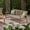 Brown, variant on Euroco Outdoor 3-Seater Sofa with Wicker Seat, Acacia Wood Frame, and Iron Base – Weather-Resistant Patio Couch