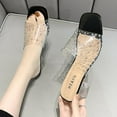 thumbnail image 4 of Anuirheih Slip on Sandals Women,Women's Fashion Casual Transparent Crystal Square Heels Outdoor Slippers Shoes(Black), 4 of 9