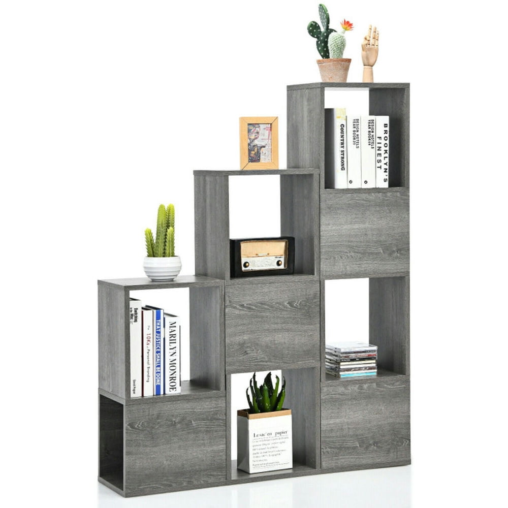 Demi Bonn 5-Tier Bookshelf, Freestanding Display Shelf for Living Room Bookcase, Gray