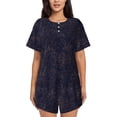 thumbnail image 1 of Fotbe Copper-Gold Gloss Outline Flower1 Conjunto de Pijama Estampado para Mujer, 2 Piezas, Ropa de Dormir con Camiseta de Manga Corta y Shorts Suaves-XX-Large, 1 of 6