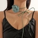 thumbnail image 3 of Gargantilla floral de terciopelo hecha a mano con diseño de cordones ajustables de 2 piezas, elegante collar de verano para bodas, fiestas y vacaciones, 3 of 5
