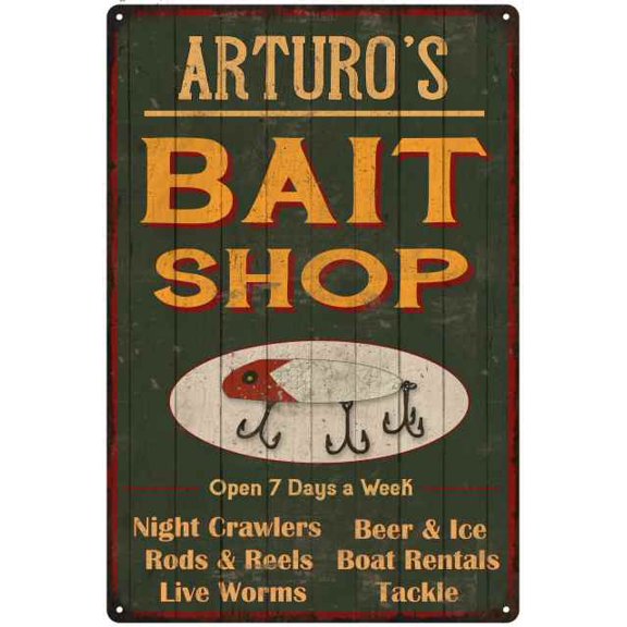 ARTURO'S Green Bait Shop Man Cave Wall Decor Gift 8x12 Metal 208120027307