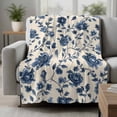 thumbnail image 2 of Navy Blue Floral Blanket Soft Cozy Warm Throw Blanket for Couch, Plush Fuzzy Flannel Fleece Blankets for Sofa, Spring Vintage Blossom Botanical Bed Blankets Lightweight Gifts for Women, 30"x40", 2 of 9