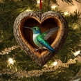 thumbnail image 3 of Forest Animal Acorn Ornaments Cozy Forest Christmas Ornament, Heart Shaped Pine Cone Animal Decoration, Woodland Hummingbird Hanging Ornament, 2D Flat Acrylic Hanging Ornament Home Party Décor, 3 of 7