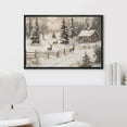thumbnail image 2 of IDEA4WALL Framed Canvas Art Wall Decor Painting Cozy Cabin and Deer in Winter Forest Rustic Snowy Landscape Fine Art Vintage Retro Chic for Dorm Home Office - 16"x24" Black, 2 of 5