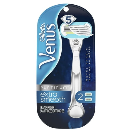 - Gillette Venus Platinum Extra Smooth Metal Handle Women's Razor - 1 Handle + 2 Refills