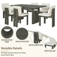 thumbnail image 6 of Harper & Bright Designs 7 Pieces Retro Dining Set for 6, Wood Rectangular Table with Designed Trestle Base and 6 Upholstered Chairs for Dining Room and Kitchen, Grey, 6 of 18