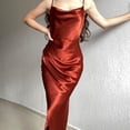 thumbnail image 2 of Vestido de satén sexy y elegante con abertura y escote bajo, 2 of 7