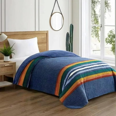 Boho Sherpa Fleece Blanket 90'' × 112''