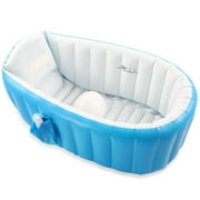 Inflatable Baby Bathtub, Portable Infant Toddler Bathing Tub, Non Slip Travel Bathtub Mini Air Swimming Pool, Foldable Shower Basin for Newborn, Blue