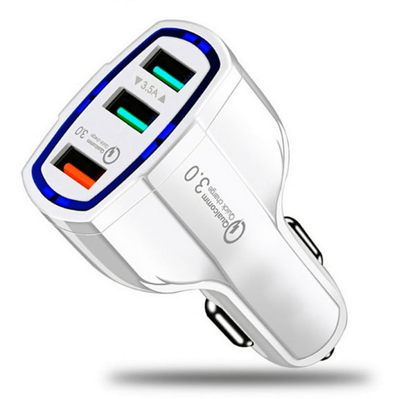 3-Port USB QualComm Quick Charge Car Charger Fast QC3.0 USB Port For iPhone X iPhone 8 Plus Samsung Galaxy S8 S8  Plus S9 S9  Plus Note 9 S7 Edge Note 4 LG G7 OnePlus 5 Google Pixel 2 XL (4-Pack)