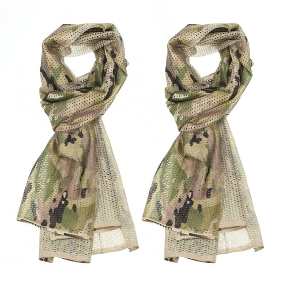 Uxcell 63"x20" Camouflage Netting Mesh Net Camo Scarf Veil Desert Mesh Scarves Light Camo 2 Pack