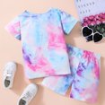 thumbnail image 5 of Hienoo Little Girls Clothes Outfits Tie Dyed Short Sleeve Tee Shirt Shorts 2 Piece Set, 5 of 6