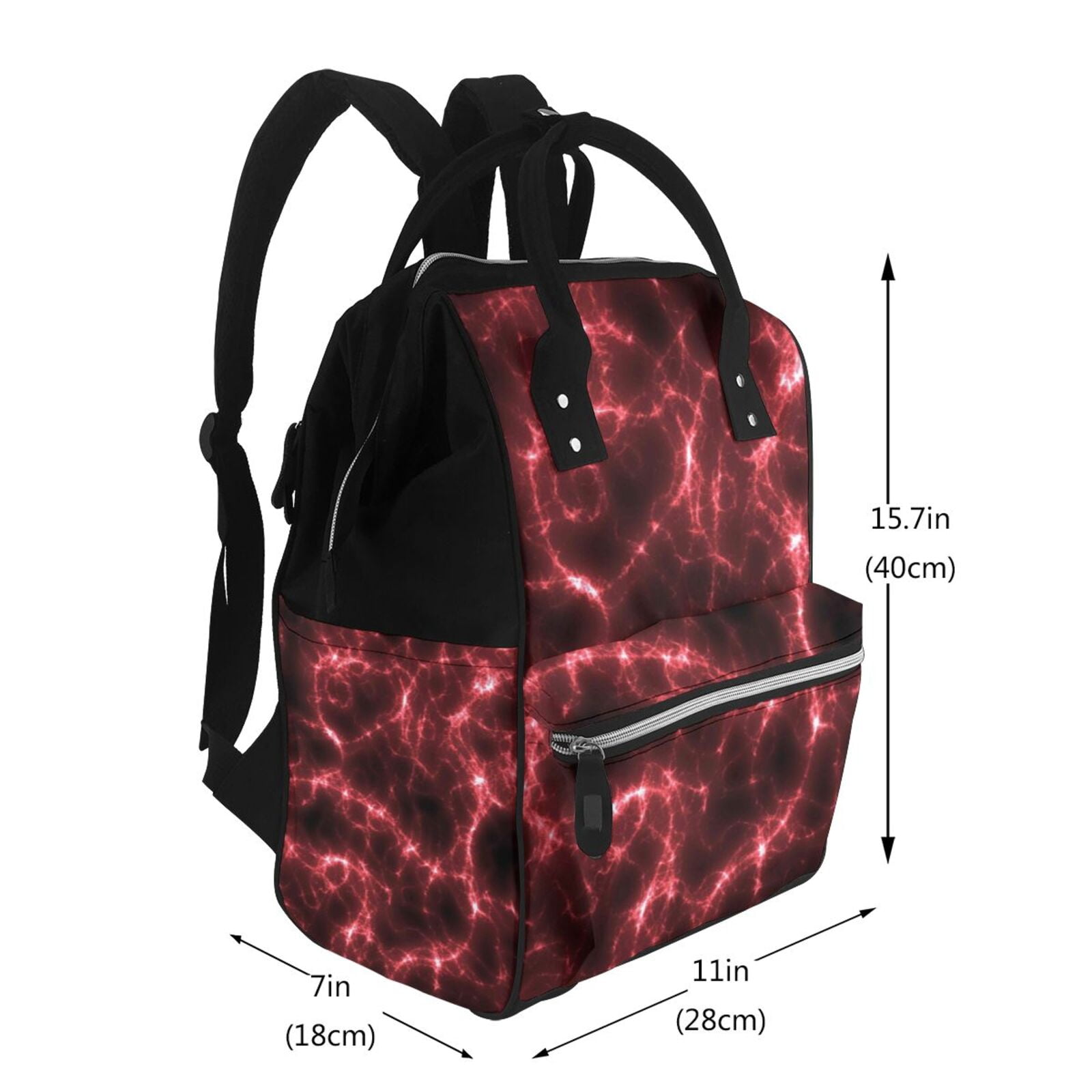 Ratiio Red Line Mummy Backpack - Waterproof Twill Canvas, Large Capacity Diaper Bag with Multiple Pockets and Adjustable Straps