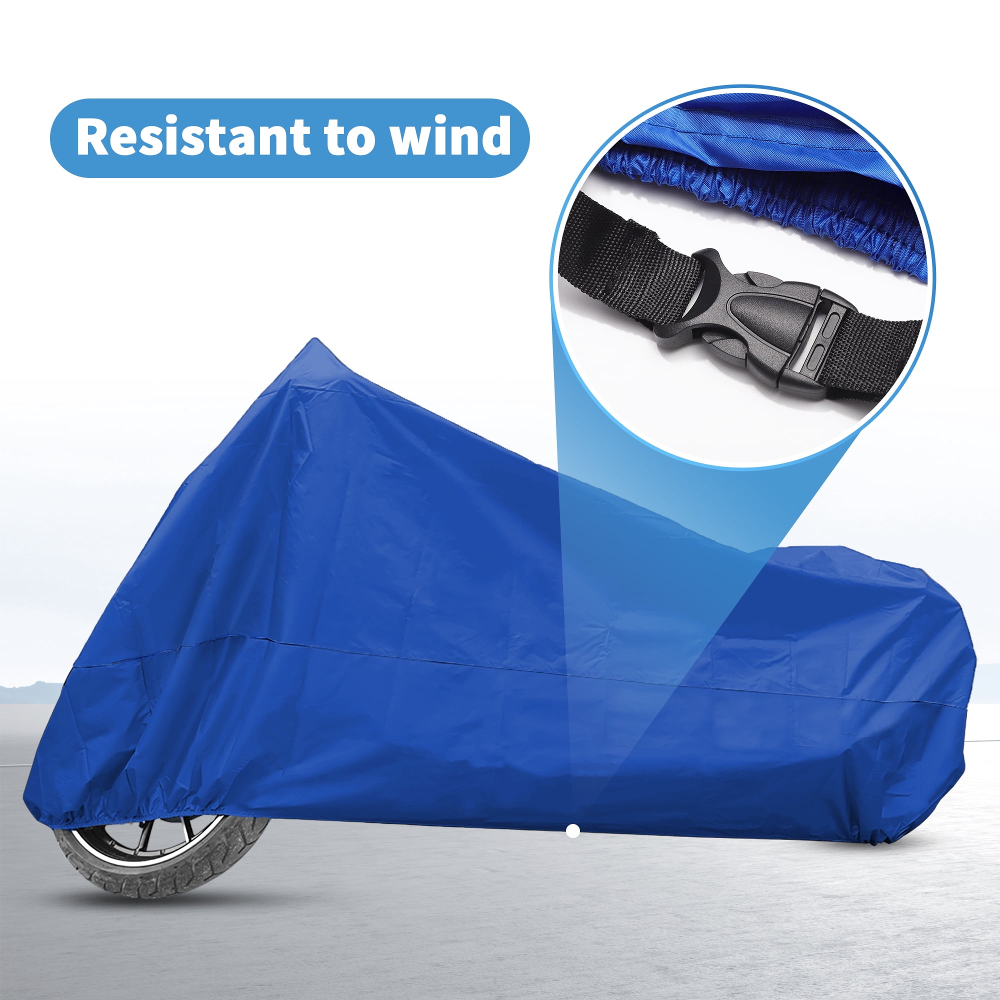 Unique Bargains All Season Waterproof Motorcycle Cover with Storage Bag Blue XXL
