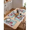 thumbnail image 6 of Placemats Set of 6, Christmas Gnomes Woven Placemat, Linen Place Mats for Kitchen/Dining Tables, Teal Wooden Vintage Snowflake Washable Table Mats for Party, 6 of 8