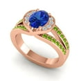 thumbnail image 2 of 2.35 Carat Wonderful Oval Cut Blue Sapphire & Peridot Gemstone Anniversary Ring for Ladies 18K Rose Gold Size 6.5 by Diamond-Capitals, 2 of 8