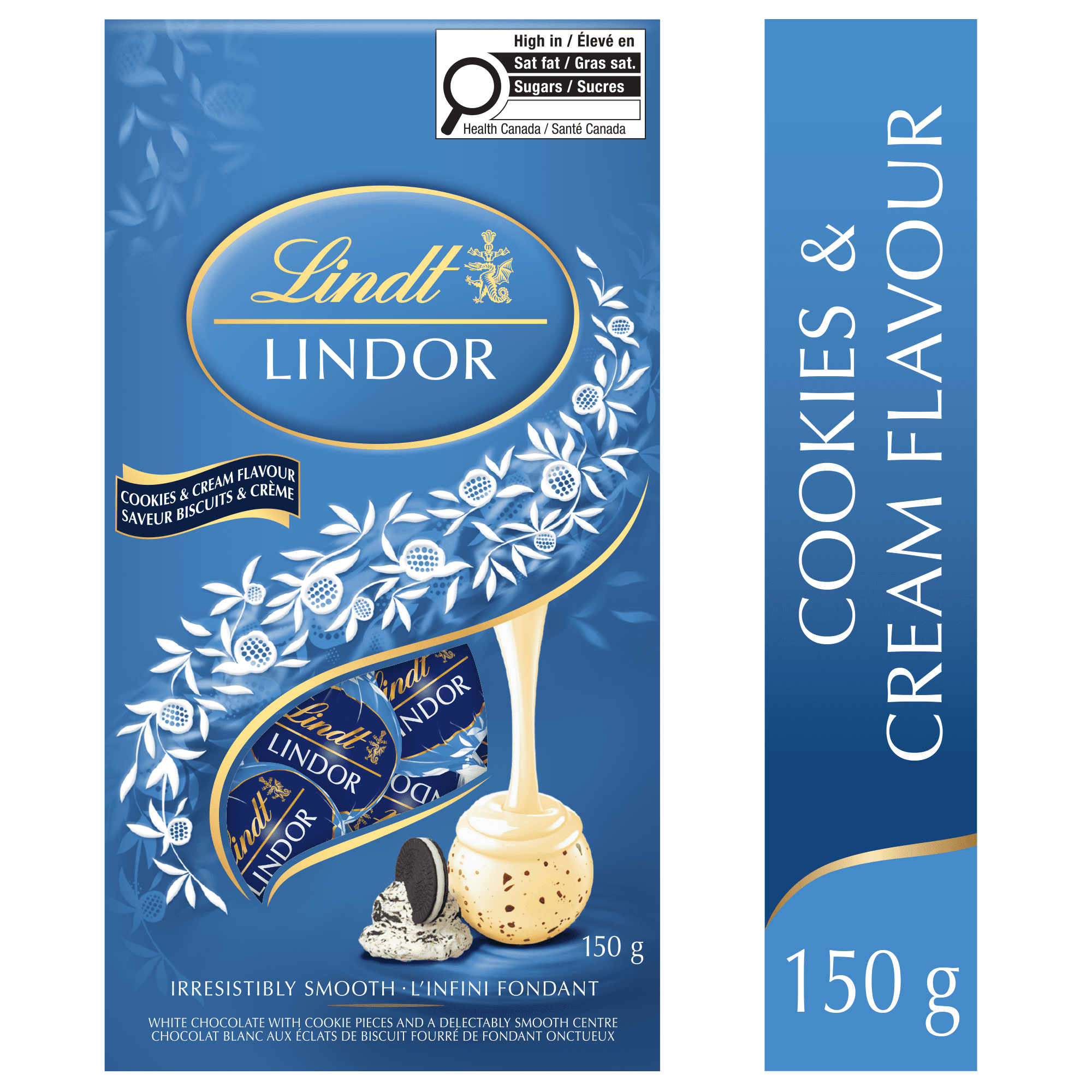 Lindt LINDOR Cookies & Cream Flavour White Chocolate Truffles Bag, 150g, LINDT LINDOR COOKIES CREAM 150G BAG