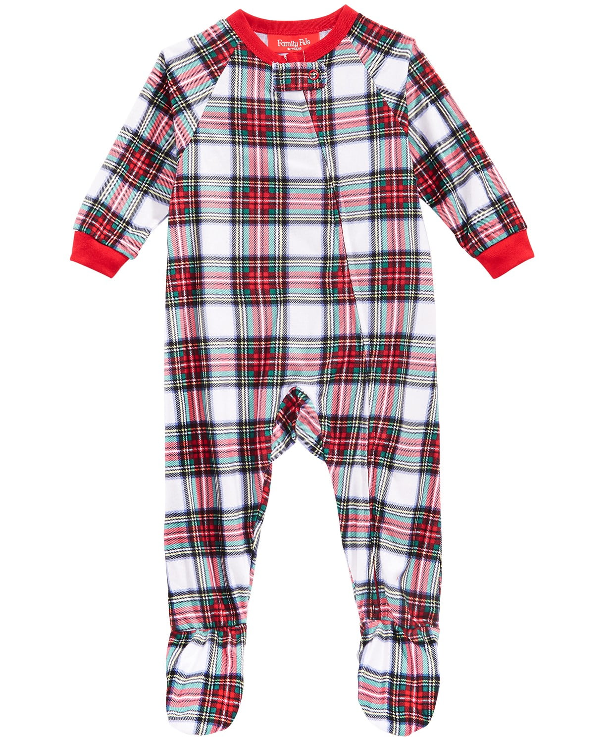 Family PJs Infant Stewart Plaid One Piece Pajamas White 69 MOS