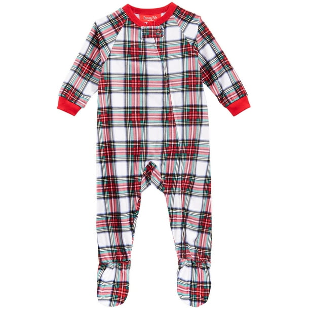 Family PJs Family PJs Infant Stewart Plaid One Piece Pajamas White 6