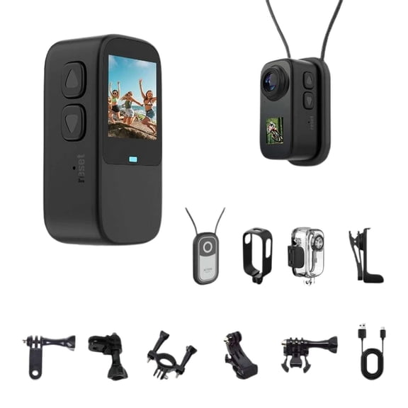 Mini Wearable Action Camera 1080P with Dual Screen, WiFi & 120° Wide Angle – Waterproof Body Cam for Vlogging, Hiking & Pet Shots