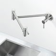 thumbnail image 2 of Wowow 23.5-inch Wall Mount Folding Pot Filler Faucet, 360° swing arm 2-Handle Single Hole Kitchen Faucet in Brushed Nickel, 2 of 6