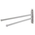 thumbnail image 1 of Toallero de pared de acero inoxidable con 2 barras, giratorio 180 grados, organizador para baño (plateado), 1 of 7