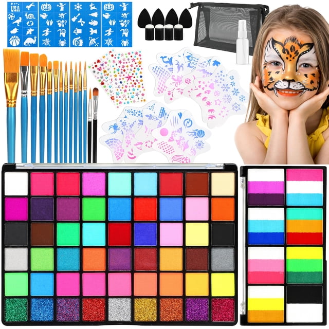 Kit de pintura facial GAJEXNG de 54 colores activados con agua