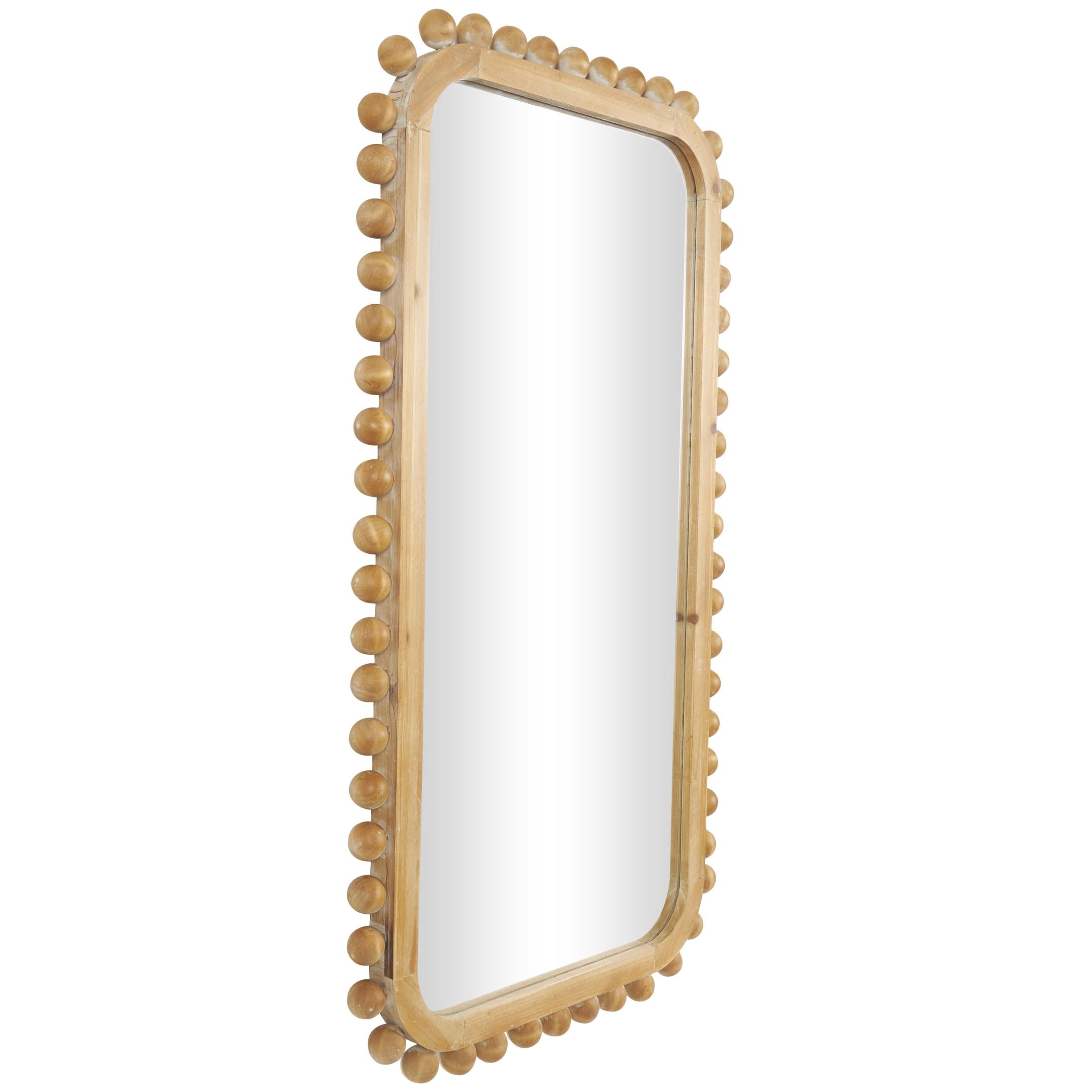 DecMode 24" x 45" Brown Wall Mirror with Beaded Frame