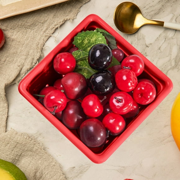 COM1950s Square Plastic Fruit Basket, Thickened and Drop-Proof Storage Basket for Kitchen and Home Organization, Ideal for Food Photography and Decor, Durable Design with Stable Square Shape