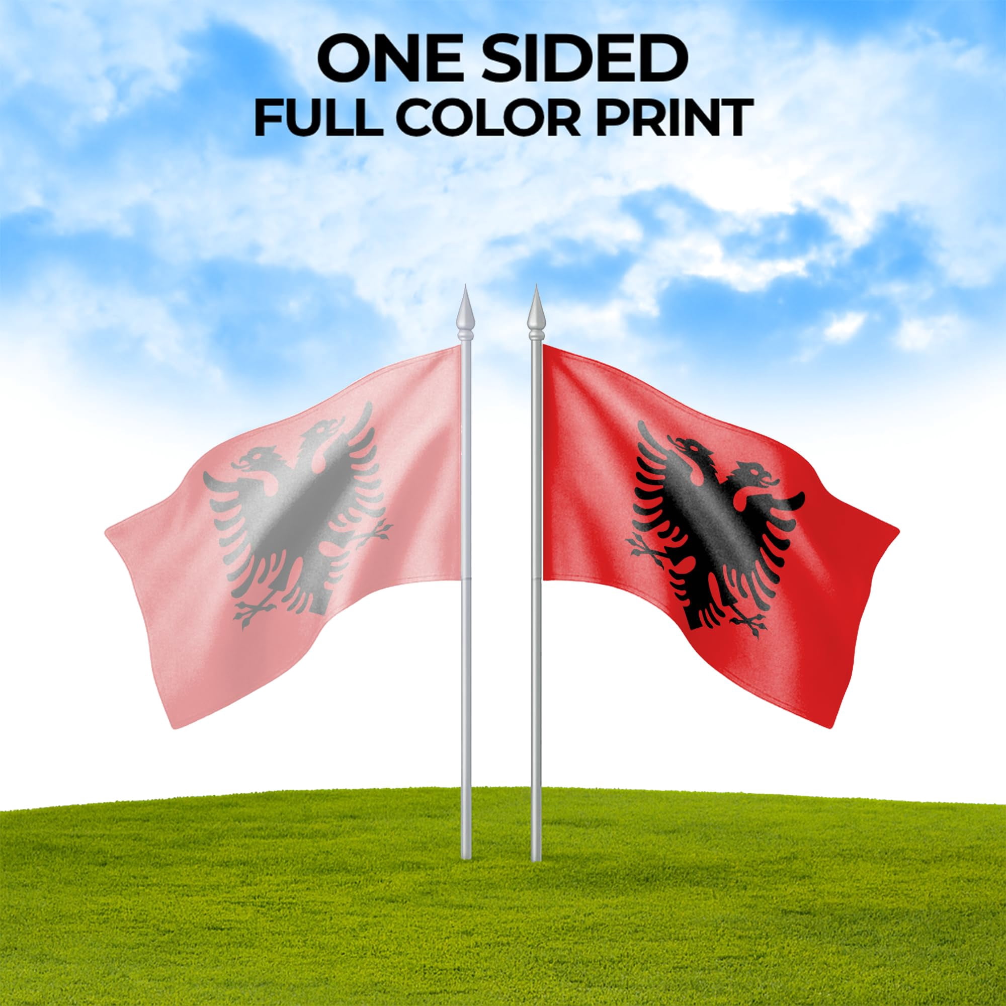 Albania Outdoor Flag (4x6ft) by DreamController - Durable, Fade-Resistant Polyester, Double-Stitched, Brass Grommets - HD Printed Southern Europe Flag - Made in USA