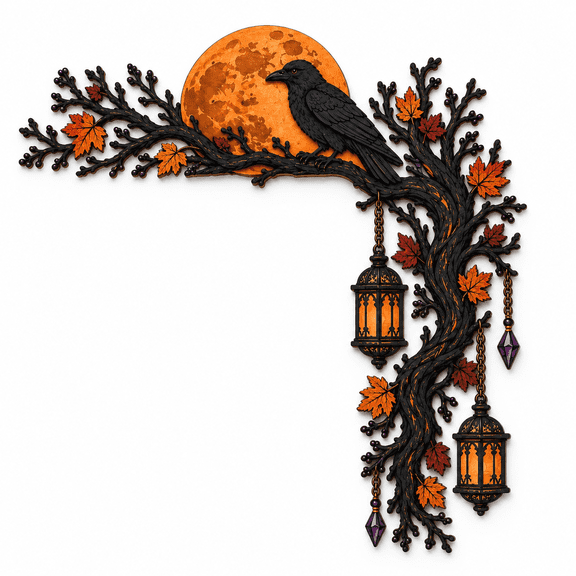 Raven Moon Halloween Corner Decor, Gothic Crow Door Frame Wall Decor | Halloween Gothic Raven Decor Door Corner Statue, Spooky Door Corner Accent Room Entryway & Home Housewarming Decoration