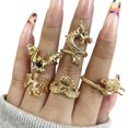 thumbnail image 1 of Women Joint Ring Punk  5PCS Vintage Gothic Midi Finger Ring Statement Ring Set, 1 of 7