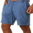 thumbnail image 1 of PENGXIANG Men‘s Cotton Linen Shorts Elastic Waist Drawstring Relaxed Fit Casual Short Pants with Pockets Blue L, 1 of 8