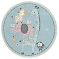 thumbnail image 2 of SAFAVIEH Carousel Kids Taneka Animals at Play Area Rug, Blue, 4' x 4' Round, 2 of 10