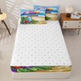 thumbnail image 4 of Manfei Pretty Flowers Zipper Twin Comforter Sets with Fitted Sheet and 2 Pillowcases,Sun Golden Sand Zipper Bedding Set,Yellow Blue,Reversible,4pcs, 4 of 8