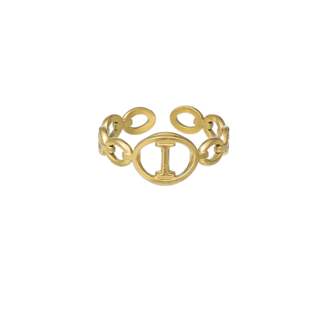 Anillo de 26 letras chapado en oro de acero de titanio Anillo de dedo índice de apertura en inglés Anillo hueco Wmkox8yi sjalhkljlk1972